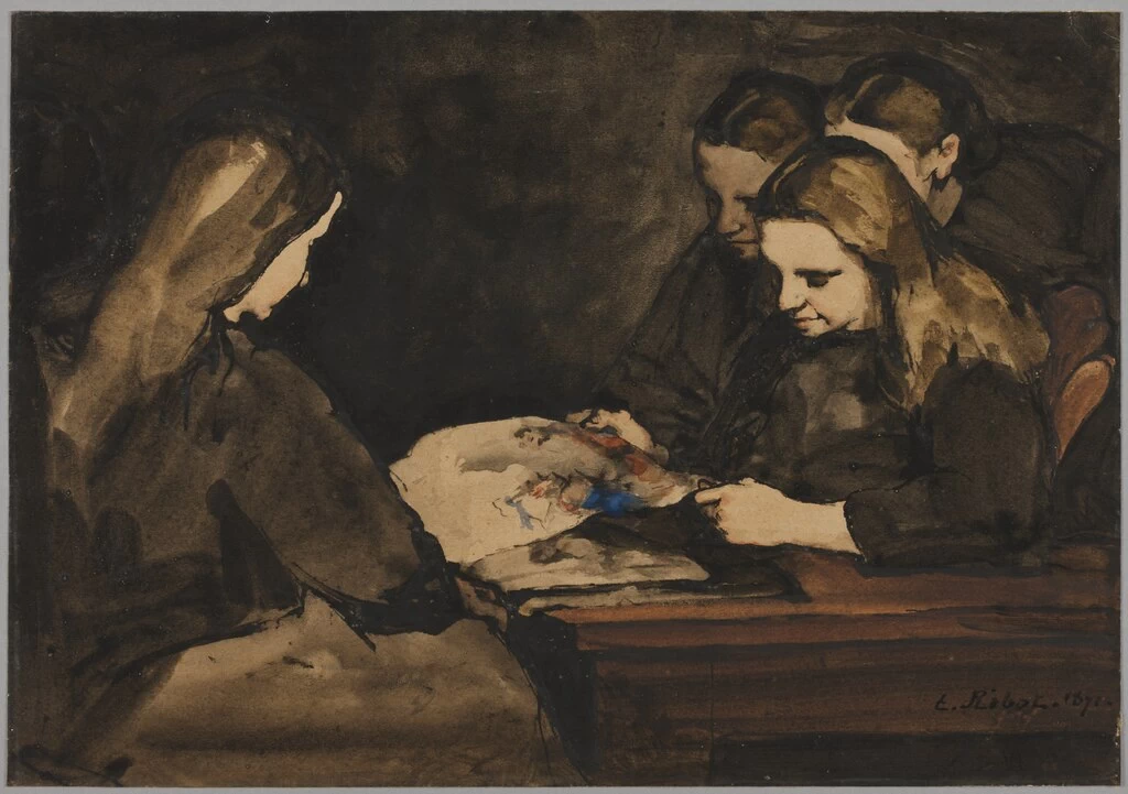 Augustin Théodule Ribot - 105, Quattro ragazze che studiano un disegno, Cleveland Museum of Art